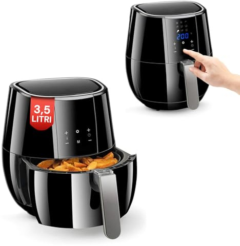 Wintem Friggitrice ad Aria Digitale Senza Olio 1500W - Cestello di 3,5L Removibile Facile da Pulire - 9 Programmi Preimpostati per Diverse Esigenze di Cottura - Display Controllo della Temperatura