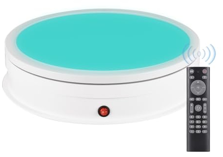 Andoer Elektrisk roterande tallrik, displaystativ, elektrisk 360° roterbar, elektrisk roterande platta för fotografering med RGB-ljus, fjärrkontroll för produktskärm, live-videoshower, 60 kg