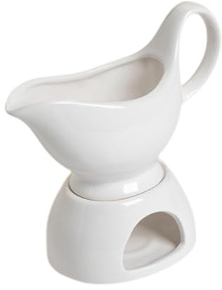 Milageto Chocolate Melting Pot Ceramic Sauce Boat Set Beef Roasting Sauce Dish Sauce Cup Gravy Boat with Warmer for Cream Bar Kitchen