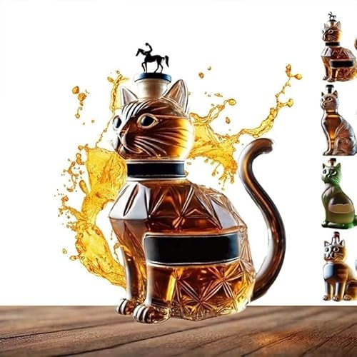Bouteille de whisky amusante pour chat, carafe à whisky unique en forme de chat, décoration de bar amusante, adaptée à l'ensemble de carafe à whisky