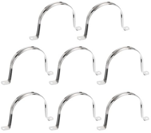 sourcing map 8 Pcs 100mm(3-15/16) Cable Clamp, 304 Stainless Steel Coated Cushioned Insulated Cable Clamp 2 Hole U-Tube Strap Clamp for Lines Pipe Hose Wire Cord Installation, Silver