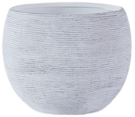 Olly & Rose Barcelona Ceramic Plant Pot 24.5cm Brushed Grey Off White - Large Plant Pots Outdoor and Indoor - Grey Off-White Planters - Flower Pots