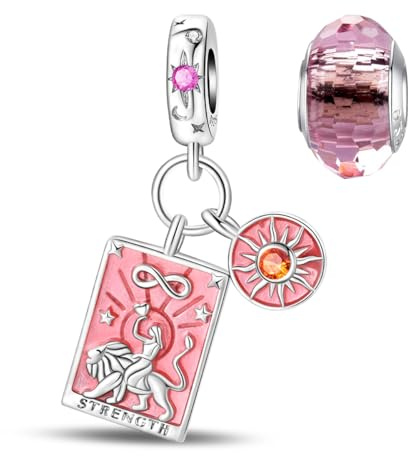 HappyStar Argent 925 Sterling Rose Fleur Charme Carte Tarot Pendentif Bead Charms femme pour fit Pandora Bracelets Européens Colliers Bijoux Saint-Valentin Cadeau