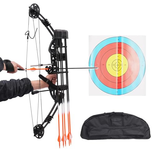 Compoundbogenset 35-70 LBS Einstellbare Jagd Compound Bogen und Pfeil Set 5-Pin-Visier Erwachsene Jugend Anfänger Compound Bögen Komplett Set