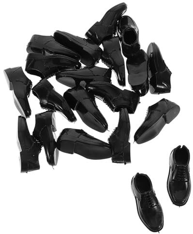 Abaodam 10 Paar Miniaturschuhe Herrenpuppenschuhe Für 11-Zoll Puppen 1:6 Schwarze Kunststoff Schuhe Puppenhaus Dekoration Verkleidungsaccessoires Für Puppensammlung
