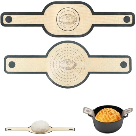 LEWBDF 2 Stück Silikon Backmatte für Dutch Oven, Silikon Backmatte Brot, Wiederverwendbare Backmatte Brot, Brotbackmatte, Dauerbackmatte Brot, Leicht Zu Reinigen für Brottopf, Teigmatte