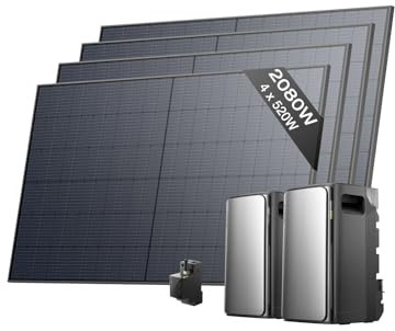 ECOFLOW STREAM Ultra und AC Pro 3,84kWh, Balkonkraftwerk mit Speicher 2080W, Komplettset mit 4x 520W Solarpanel, 2300W Dual AC, bis zu 11,52kWh Kapazität, Smart AI, Plug&Play