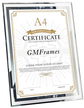 GraduationMall A4 Bilderrahmen Glas Urkunden Rahmen Dokumentenrahmen Zertifikat Rahmen Hochzeit Wohndeko Silber