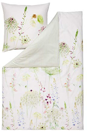 ESTELLA Mako-Satin Bettwäsche Set, 135x200 + 80x80 cm, Grün | 100% Baumwolle, Deutsche Marke, Garantie Reißverschluss, Designer Bezüge