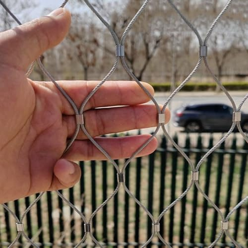 SXEVZOO Malla de Cuerda de Acero Inox 304, Red de Seguridad Para Balcones, 6cm/1.5mm Flexible Mallas de Cuerda para Barandillas Exterior(3x3m)