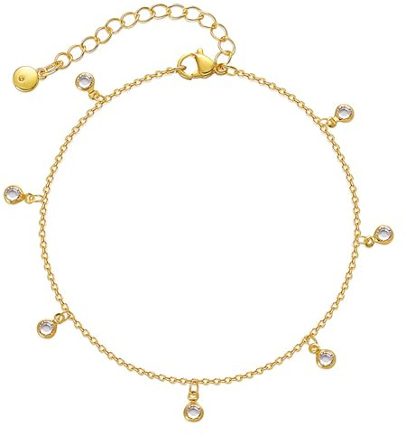 Loutade Fußkettchen für Damen, 22-29cm Verstellbar Gold Fussketten für Frauen, Sommer Barfuß Strand Goldene Fußkette am Fußgelenk, Sommer Strand Fusskette Armband Fußschmuck Geschenk für Mama/Mädchen
