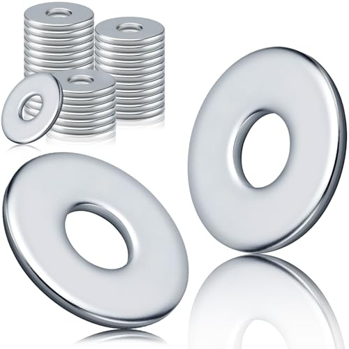 qjuwhua Rondelles M6 Metal en Acier Allié Zingué Galvanisé M6 x 18 x 1.5mm 100 Pièces Penny Rondelle Plate DIN9021 / ISO7093 pour Vis et écrous