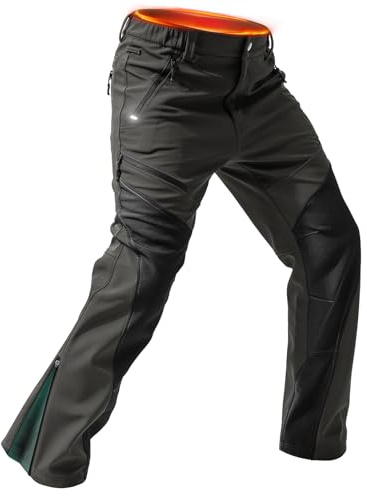 Moosehill Men's Snow Ski Pants Water Resistance Fleece Lined Softshell for Winter Outdoor with Zippered Bottom Legs (Black, 38W*30L)