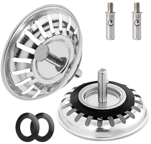 2PCS Kitchen Sink Strainer Plug | Premium Stainless Steel for Kitchen Sink Replacement Drain Stopper for Food/Hair Catcher Hole Diameter 78 80 82 84mm (80MM)