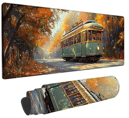 Tapis de Souris de Jeu, 1400 x 600 mm XXL Tapis Souris Gaming Grand, Antidérapant Étanche, iExtended Long Clavier Mouse Pad XXL, Accessoire Bureau, pour Gamer, Ordinateur, PC (Forêt Bus) i-673