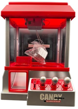 Ultimate Retro Arcade Candy Grabber Machine for Kids – Tabletop Electronic Claw Toy with 24 Game Tokens, Triple Joystick Control & Sound – Fun Birthday & Party Gift for Boys and Girls (Red/Silver)