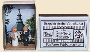 Zündholzschachtel Miniatur Hochzeit Seiffen 5,3cm Erzgebirge NEU