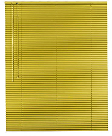 Hochwertige Klemmfix Aluminium Jalousie Rollo Alu Jalousette 55 x 220 cm / 55x220 cm in Farbe gelb inkl. 2 Stück Klemmträger/Klemmhalter Träger - Bedienseite links // Fensterjalousie Klemmjalousie Easy&Fix montiert