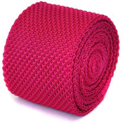 Frederick Thomas bright fuchsia pink plain knitted tie