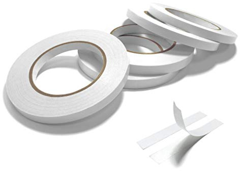 Lot de 5 Rouleaux de Ruban Adhésif Double Face 10 mm x 50 m pour Emballage