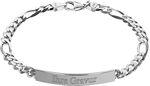 trendor Herren Gravur-Armband Silber 925 Armband mit Namen 21 cm 35676 | Gravurschmuck für Männer Sterlingsilber, Herren-Armband personalisierbar, individueller Silberschmuck, inkl. Wunsch-Gravur
