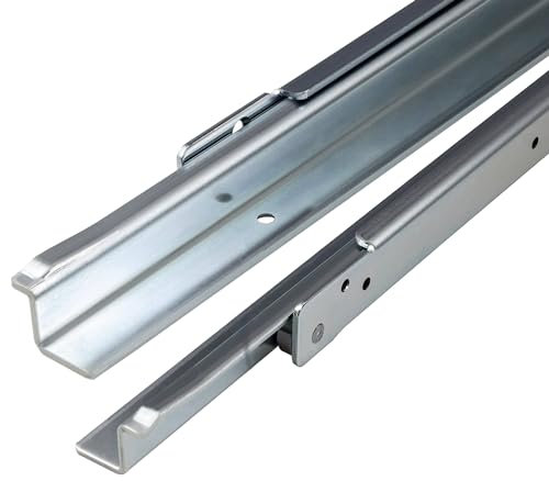 Gedotec Coulisse de tiroir charge lourde Coulisse à galets Coulisse partielle 600 mm Rail de tiroir montage en applique | FR206 | Capacité de charge 100 kg | Acier galvanisé