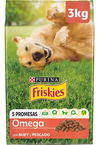 Purina Friskies Vitafit Omega Pienso para Perro Adulto con Buey y Pescado, 4 bolsas de 3kg