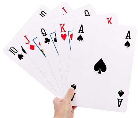 GrassVillage Gigantic A4 Playing Cards – 28cm x 20cm, Full Set, Easy to Read, Plastic Coated & Water Resistant Deck for Garden & Party Games, BBQs, Family Fun, Christmas & Events