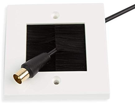 G-PLUG Bürsten-Wandplatte, Deko-Stil, Kabeldurchführung für Drähte, Single Gang Kabel Zugangsband, Standard UK weiß Wandplatte mit schwarzen Bürsten…