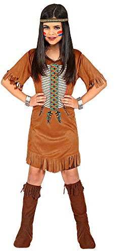 W WIDMANN MILANO Party Fashion - Kinderkostüm Indianerin, Kleid, Western Kostüm, Häuptlingstochter, Faschingskostüme