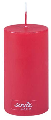 Sovie Candles Stumpenkerze | Blockkerze Votivkerze Kerze Flachkopf | Brenndauer ca. 28 Std. | Ø 50 mm x H 100mm | 12 Stück (Rot)