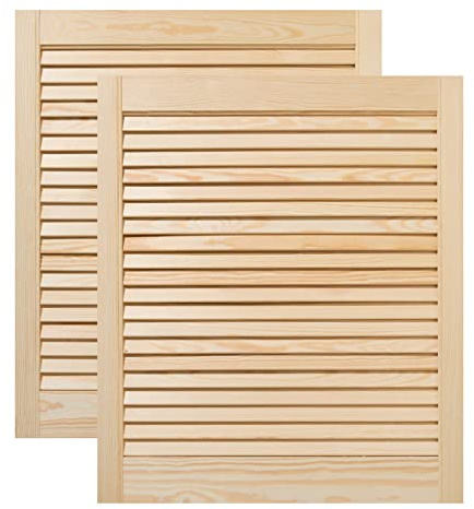 ben+camilla.com Lamellentür Holztür Natur 69,0 x 59,4 cm mit offenen Lamellen für Regale, Schränke, Möbel | Kiefer Holz unbehandelt | Doppel-Paket 2-er Pack