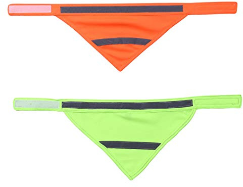 AWOCAN Reflektierendes Dreieckstuch für Haustiere, fluoreszierendes Gelb-Orange, 2 Stück, Sicherheit bei Nacht für Katzen und Hunde, Größe L