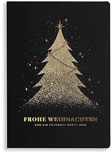 Art Nuvo – EXKLUSIVE WEIHNACHTSKARTEN – SATZ VON 10 GLEICHE KARTEN, 120x170mm, VERGOLDETE UND GEPRÄGTE WEIHNACHTSMOTIVE – HERGESTELLT AUS SCHMUCKPAPIER MIT EINLAGEN UND UMSCHLÄGEN, ACH046, Mittel