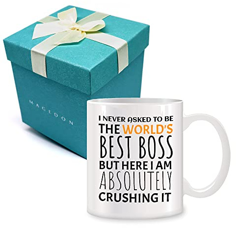 Funny Boss Gift - Ceramic Coffee Mug 11 Oz 'I Never Asked to Be The World's Best Boss' - Christmas, Birthday Present Ideas for Male Female Boss