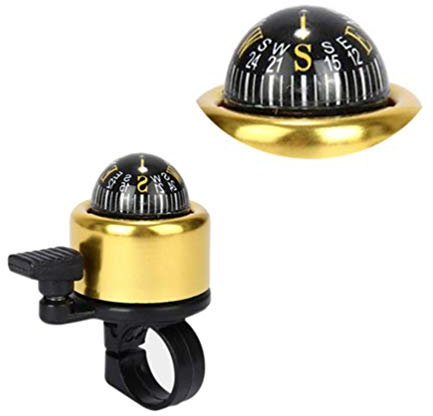Fahrradklingel Fahrradglocke mit Kompass Mountainbike Klingel Metall Golden Mountainbike Rennrad Kinderfahrrad MTB BMX Dekoration Fahrradzubeh?r