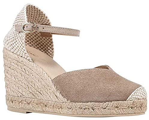 Geox Dam D Gelsa Espadrille Wedge Sandal, Beige, 37 EU