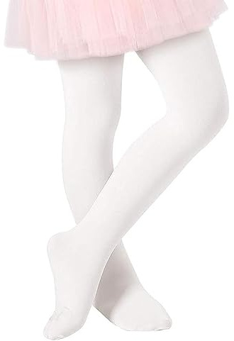 Zando Elastisch Weiß Strumpfhose Mädchen 3-6 Jahre, Feinstrumpfhose Mädchen, Ballettstrumpfhose Mädchen, Thermo Strumpfhose Kinder, Weiß, 3-6 Jahre