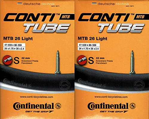2X Continental MTB 26 Light Schlauch 26 Zoll SV (47/62-559) SV 42mm