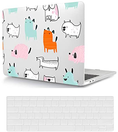 Funda Compatible con Macbook Pro 13 Pulgadas 2020 2019 2018 2017 2016 Versión Modelo A1706 A1708 A1989 A2159 A2251 A2289 A2338 M1, Cubierta Protectora & Cubierta de Teclado,Perrito de Dibujos Animados