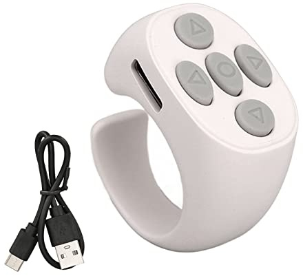 Bluetooth-Fernbedienungs-Seitenwender für -E-Books, Wiederaufladbarer Intelligenter Kabelloser Scrolling-Ring-Clicker-Controller, Kompatibel mit/Android (Weiss)