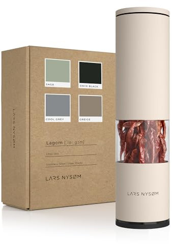 LARS NYSØM Macinino per Peperoncino con Lama di Taglio in Acciaio Inox I Taglierino per Peperoncino Premium I Macinino per Spezie di Design (Almond Beige)