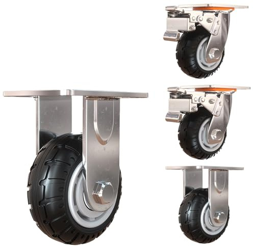 50 Mm Lenkrollen, Schwerlastrollen Mit 300 Kg Last, Möbelrollen Doppel-Verriegelung Mit 360-Grad-Rotation, 2 X Lenkrollen Mit Bremse + 2 X Richtungsrollen, Doppelrollen für Innen Und Außen ( Size : 5i