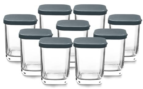 Lacor - 69438 - Yaourtière, Pot en Verre Transparent, 9 Pièces, Lavable au Lave-vaisselle, Sans BPA, Contenance: 170 ml