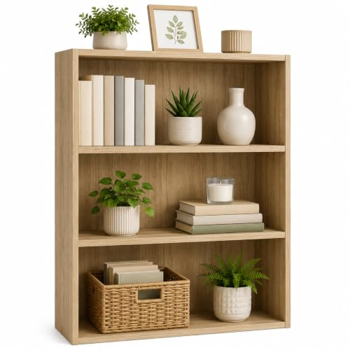 URBNLIVING Wooden Storage Furniture Collection | Modern Furniture with Durable Construction, Practical Storage, Easy Home Assembly H100xW80xD24cm (Bookcase)
