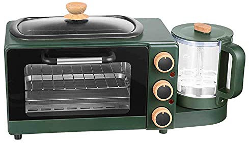 machine à petit-déjeuner multifonctionnelle Station de petit-déjeuner Maker Center Multi-fonction Rétro Cafetière familiale avec bouilloire Grille-pain électrique Machine Four en acier inoxydable 7L