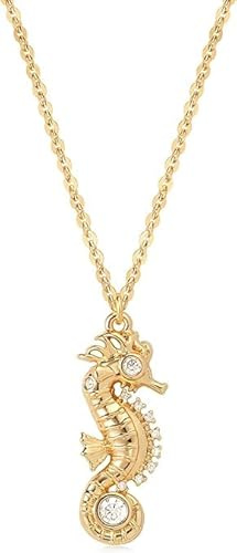 Jenosy 18K Vergoldete Perle Ozean Münze Seepferdchen Ketten Gold mit Cubic Zirconia Anhänger Ketten Handmake Goldschmuck Geschenke