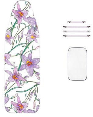 WTAIS Coperchio per ASSE da Stiro a Vapore - 160x60cm Purple Lily Super Penetrazione del Vapore, con Coulisse Regolabile per Assi da Stiro Grandi - Copriasse di Ricambio