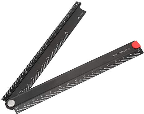 Haosie 0–300 mm Metall-Lineal, 30 cm, schwarzes faltbares Lineal, 90°-Aluminiumlegierung, Faltlineal geeignet für Bearbeitung, Glasbearbeitung