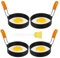Lvefyti 4 Stück 3,9 Zoll Groß Eierringe Edelstahl Eier Maker, Spiegeleiform Ei Ring, Antihaft Eierformer für Bratpfanne Egg Ring Runde Pfannkuchen/Omeletts mit Silikon Klappgriffen und Ölpinsel
